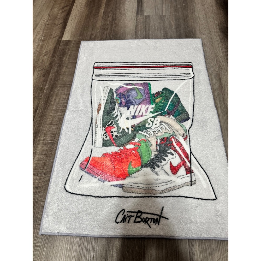 Nike SB Sneaker Art Rug Cait Burton Hypebeast Streetwear Decor 32x18 Grey